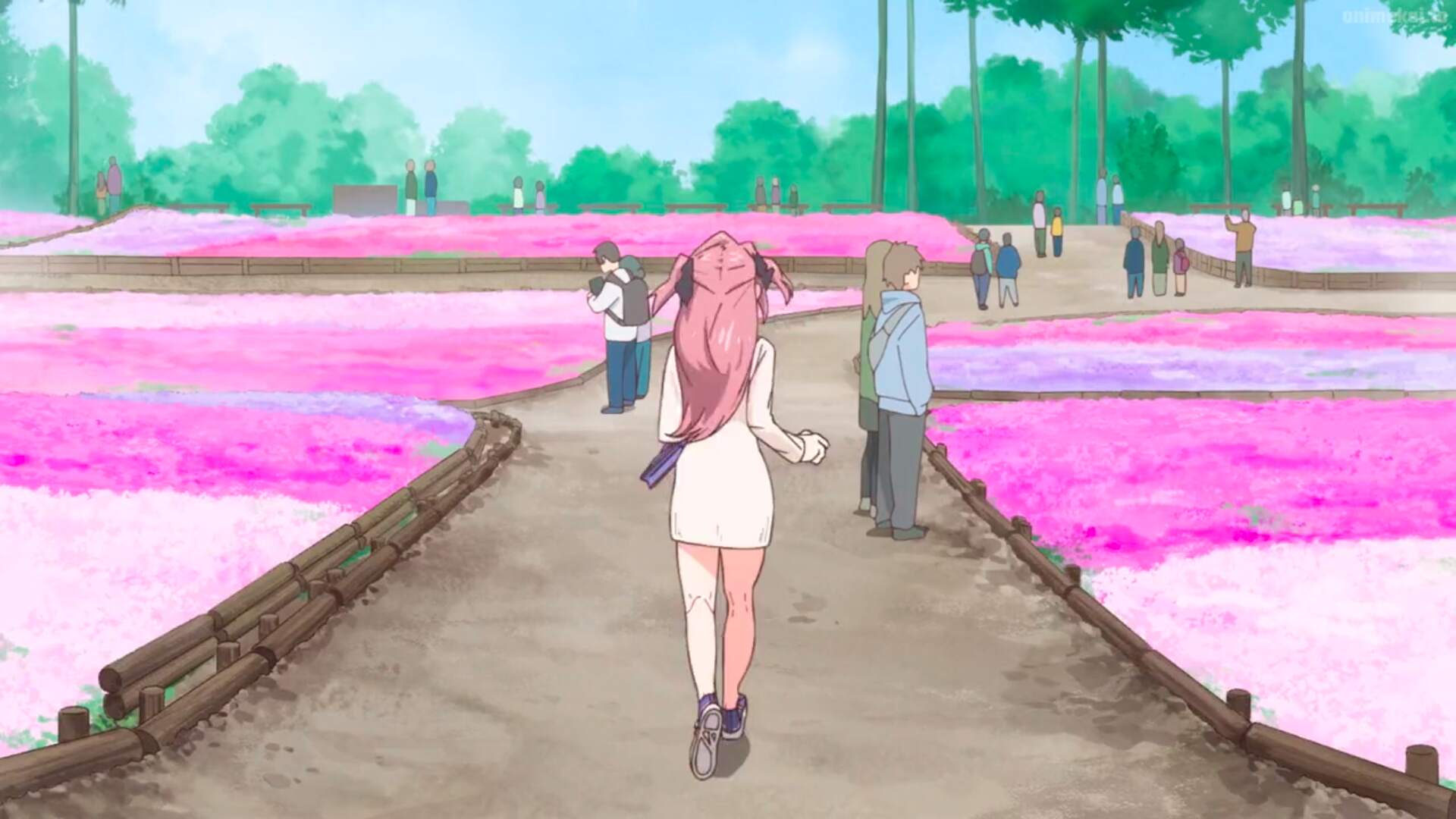 Kamiina Botan, épisode 1, Botan court dans le parc Hitsujiyama à travers les Shibazakura