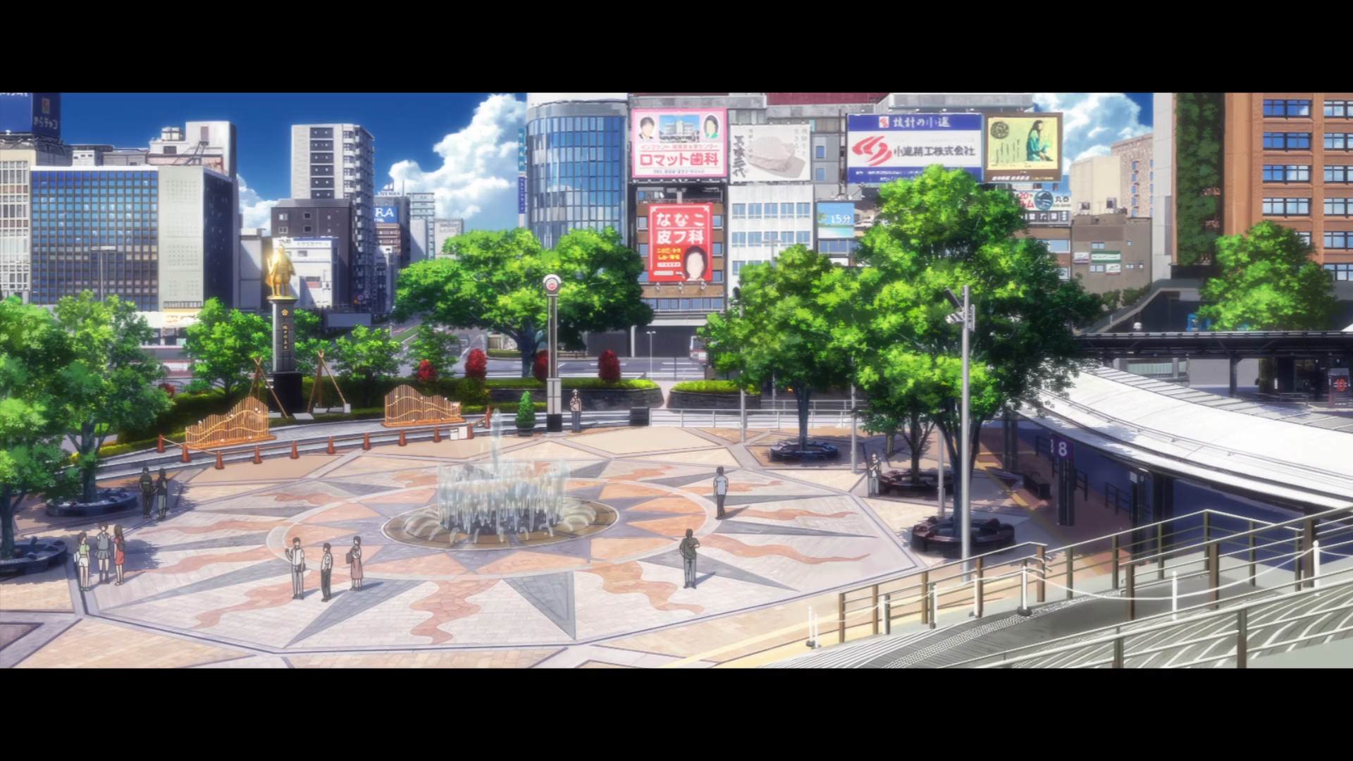 La place de la gare de Gifu vue dans l'anime